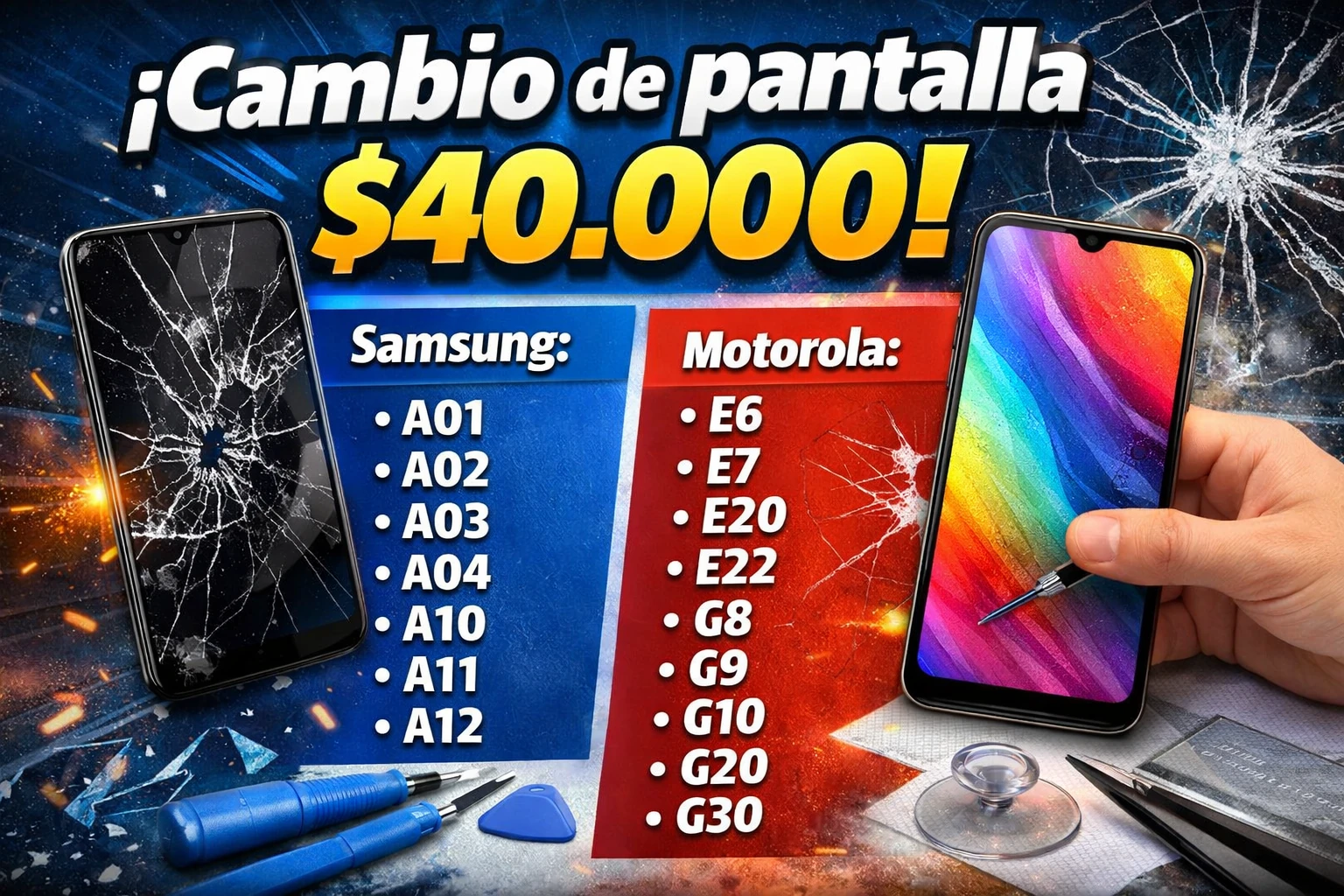 Oferta cambio de pantalla en GR Tecno